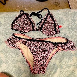 Betsy Johnson pink leopard bikini